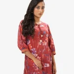 Red Satin Georgette Short Tunic